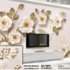 گل های سه بعدی سفید با شاخه طلایی 3D-F807