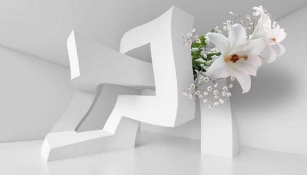 پوستر گل سه بعدی لیلیوم سفید با شکوفه طرح شیک و جدید