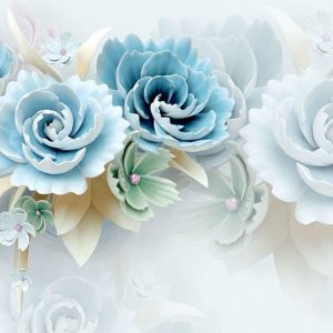 پوستر گل سه بعدی اروپایی آبی با طرح نقاشی و هنر