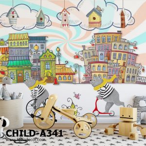 کودک - نوزاد - انیمیشن - خانه - ساختمان - دوچرخه - ابر - خرس