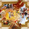 پوستر نقاشی سقفی اروپایی طرح فرشته با گچبری طلایی