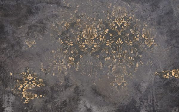 پوستر طرح شمسه طلایی با زمینه پتینه طوسی و مشکی