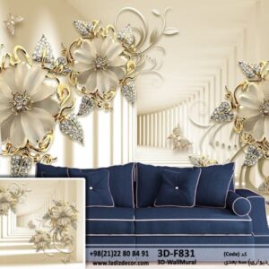 گل های سه بعدی طلایی در دالان 3D-F831