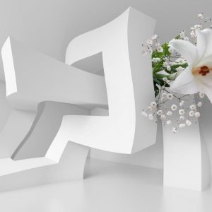 پوستر گل سه بعدی لیلیوم سفید با شکوفه طرح شیک و جدید