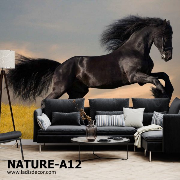 پوستر تصویر طبیعت در دشت با اسب