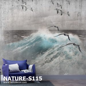 پوستر منظره طبیعی دریا و موج