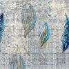 پوستر پرهای آبی نقاشی شده با زمینه پتینه