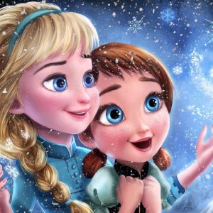 پوستردیواری کارتون و انیمیشن فروزن Frozen السا و آنا اتاق کودک و نوجوان دخترانه