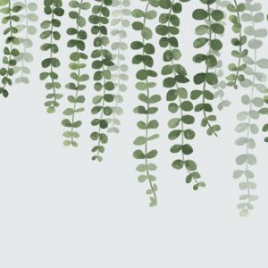 استیکر شیشه مات کن طرح برگ ها و شاخه های سبز آویزان FST-03
